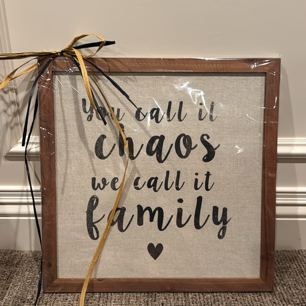 NWT Creativeco-op Wood Framed Family Quote Wall Art